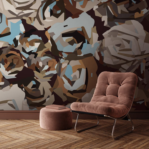 Papier peint contemporain - HUNA - LGD01 décor mural sur mesure - à motif floral / aspect tissu / aspect mosaïque