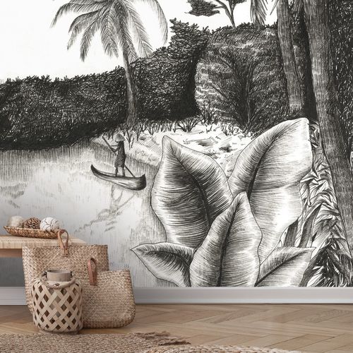Papier peint contemporain - BALADE SUR LAC BL0578 - LGD01 décor mural sur mesure - à motif nature / aspect tissu / aspect papier peint