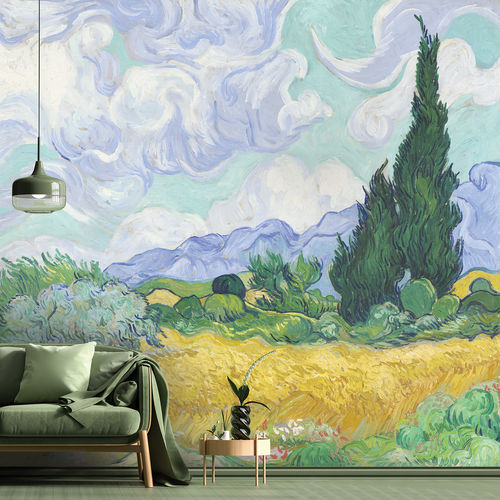 Papier peint classique - UN CHAMP DE BLE - LGD01 décor mural sur mesure - à motif nature / aspect tissu / couleur personnalisable
