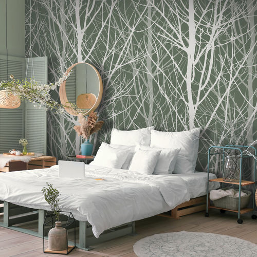 Papier peint minimaliste - ARBOR AB1287 - LGD01 décor mural sur mesure - à motif nature / vert / marron