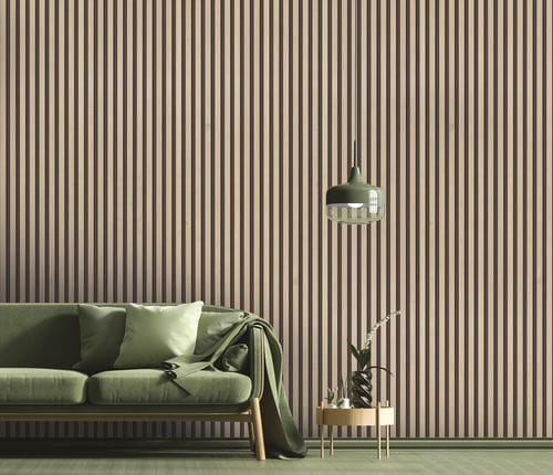Papier peint de style scandinave - OREGON - LGD01 décor mural sur mesure - à rayures / aspect bois / gris