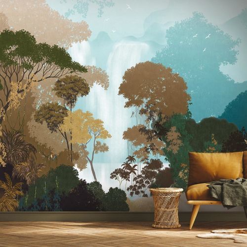 Papier peint design biophilique - NAUYACA - LGD01 décor mural sur mesure - en textile non-tissé / en polyester / à motif nature