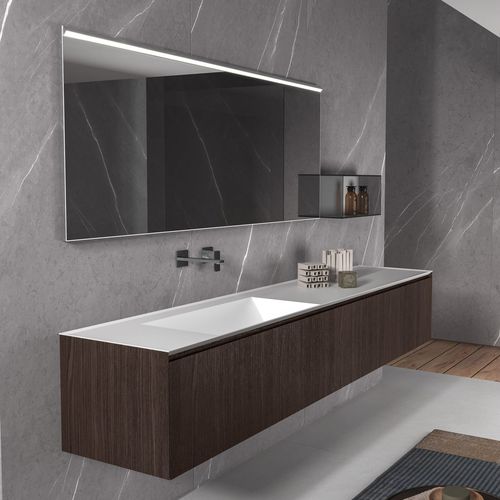 Meuble vasque double - IKON - BMT Bagni - suspendu / en bois / contemporain