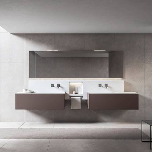 Meuble vasque double - XFLY - BMT Bagni - suspendu / en bois / contemporain