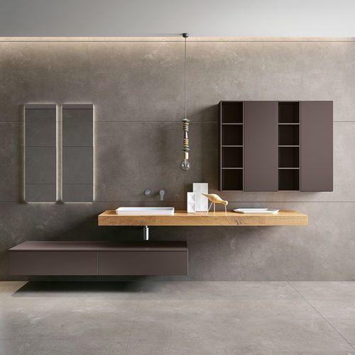 Meuble vasque double - BLUES 2.0 - BMT Bagni - suspendu / en chêne / en bois massif