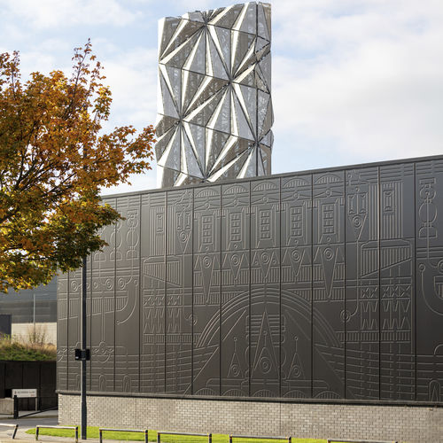 Système de façade en tôle d'acier - ARTME - Trimo - modulaire / préfabriqué