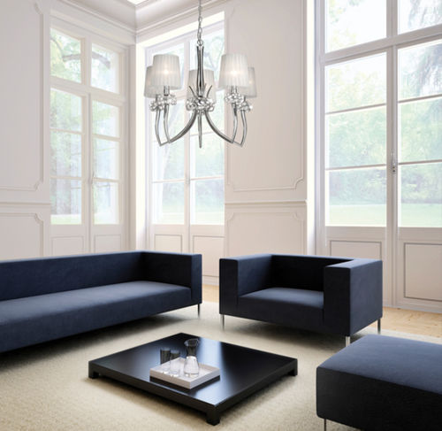 Lustre contemporain - LOEWE - Mantra - en cristal / en métal / 5 ampoules