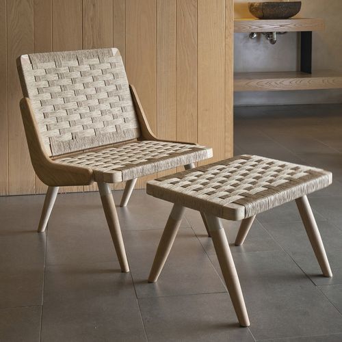 Fauteuil relax contemporain - BOOMERANG - calma - en fibre de cellulose / en chêne / en acier inoxydable