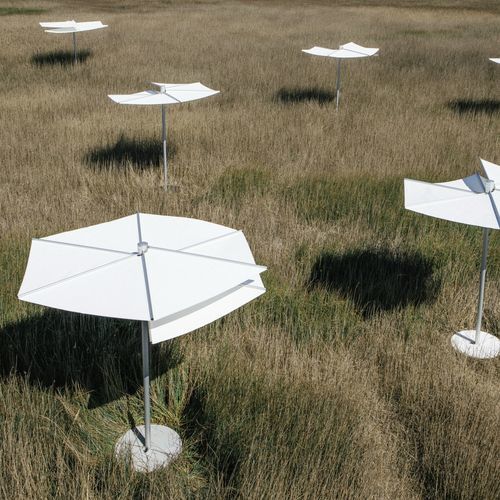 Parasol rond - OM - calma - hexagonal / à mât central / en polyester