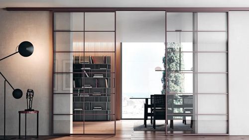 Séparateur d'espace en aluminium - PLANA SYSTEM NEVADA - Bertolotto Porte - en verre / en matériau laminé / en verre trempé