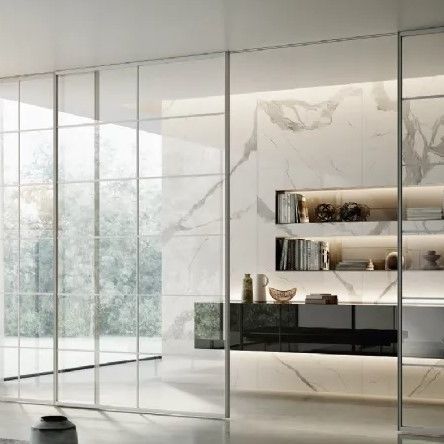 Panneau japonais en verre - PLANA CRYSTAL BI - Bertolotto Porte - d'aluminium / en verre trempé / en profilé aluminium