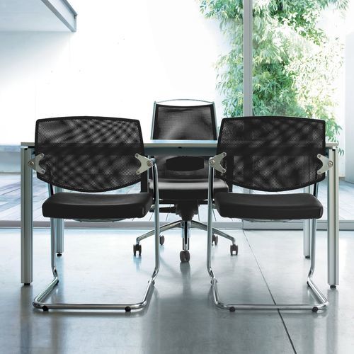 Chaise visiteur contemporaine - EURA - Aresline - d'intérieur / en tissu / en cuir