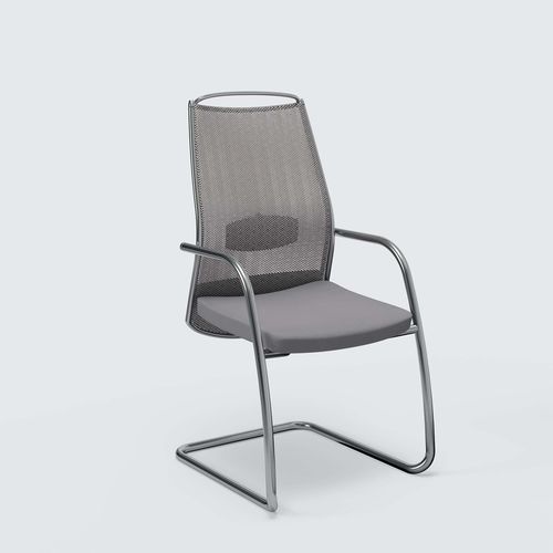 Chaise visiteur contemporaine - LINK PLUS - Aresline - d'intérieur / en résille / en acier