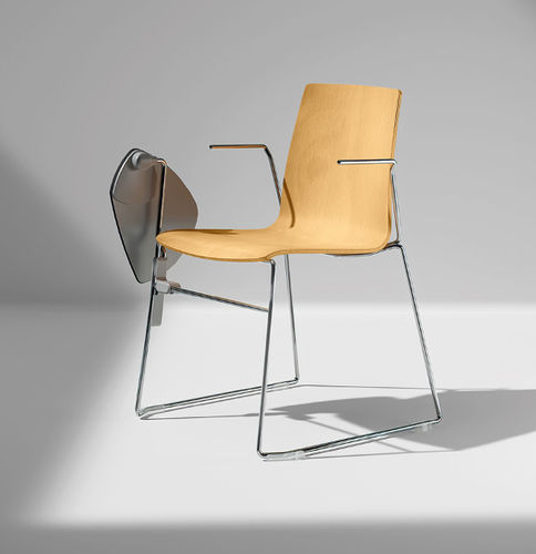 Chaise de conférence contemporaine - WOODY - Aresline - en tissu / en hêtre / en contreplaqué