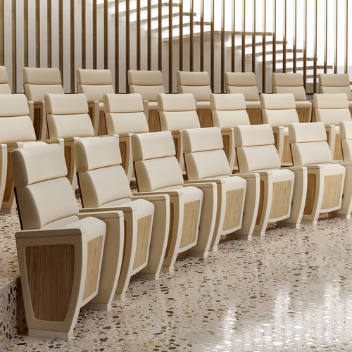 Fauteuil d'auditorium contemporain - IMPERIAL - Aresline - en fleur de bovin / en bois / avec repose-tête