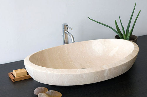Vasque à poser - PANTELLERIA - Petra Design s.r.l. - en pierre naturelle / ovale / contemporaine