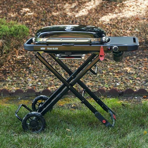 Barbecue à gaz - TRAVELER&reg; - Weber EUROPE - sur roulettes / en acier inoxydable / avec rangement