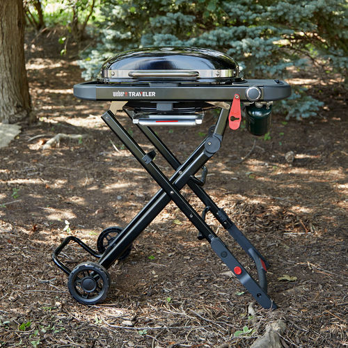 Barbecue à gaz - TRAVELER&reg; COMPACT - Weber EUROPE - sur roulettes / en acier inoxydable / en fonte