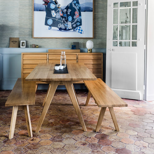 Table à manger design scandinave - REMIX  - Hans Hansen Furniture - en chêne / en MDF / avec piètement en chêne