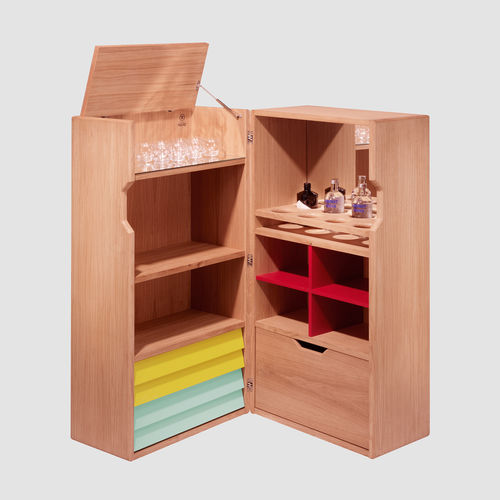 Meuble bar design scandinave - REMIX (D)RUNK - Hans Hansen Furniture - en MDF / en chêne naturel / avec tiroirs