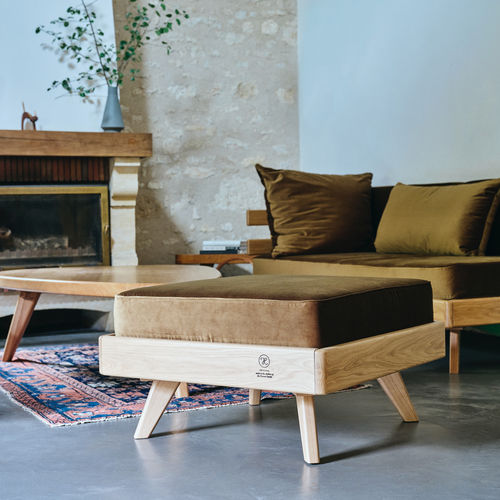 Pouf design scandinave - REMIX - Hans Hansen Furniture - en tissu / en chêne / carré