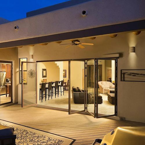 Baie vitrée pliante - FoldFlat - NanaWall - battante / structure en bois / structure en aluminium
