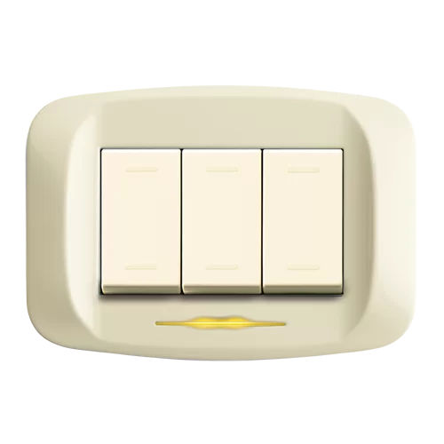 Interrupteur bouton poussoir - BLANC S45 - Ave - encastré / triple / contemporain