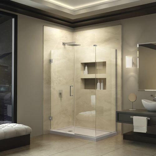Paroi de douche battante - UNIDOOR PLUS - DreamLine - d'angle / en verre trempé