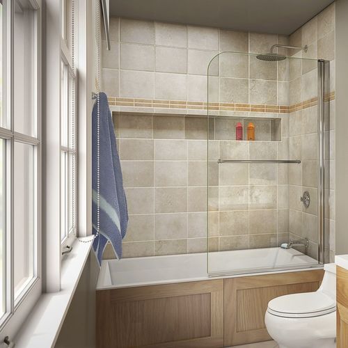 Pare-baignoire battant - AQUASWING - DreamLine - fixe / en verre trempé / sans cadre