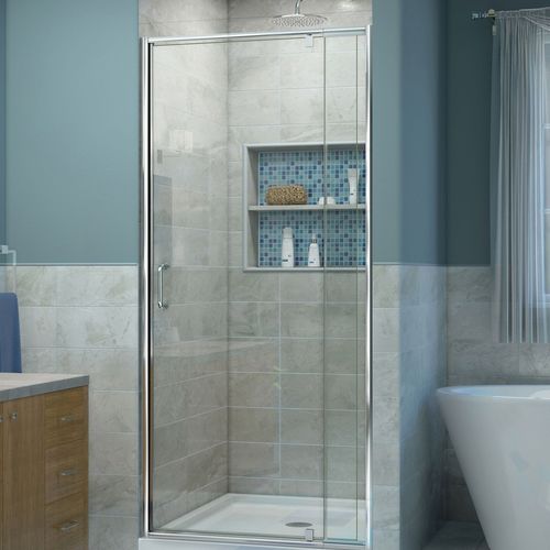 Paroi de douche pivotante - FLEX - DreamLine - en niche / en verre trempé