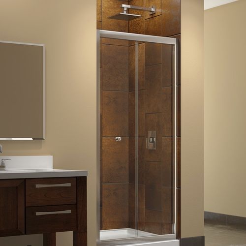 Douche en aluminium - BUTTERFLY - DreamLine - en verre trempé / avec porte pliante / en niche