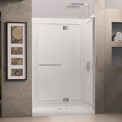 Douche en aluminium - AQUA - DreamLine - en verre trempé / avec porte battante / en niche