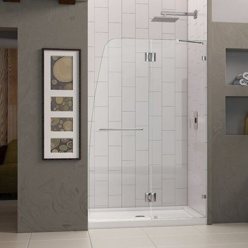Douche en aluminium - AQUALUX - DreamLine - en verre trempé / avec porte battante / en niche