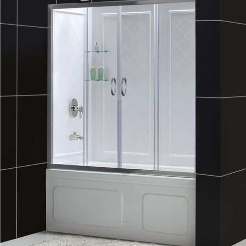 Douche en aluminium - VISIONS - DreamLine - en verre trempé / à porte coulissante / en niche