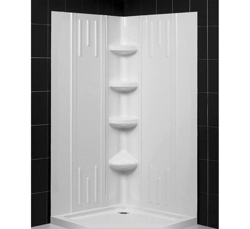 Douche fibre de verre - QWALL-2 - DreamLine - en plastique / d'angle / en kit