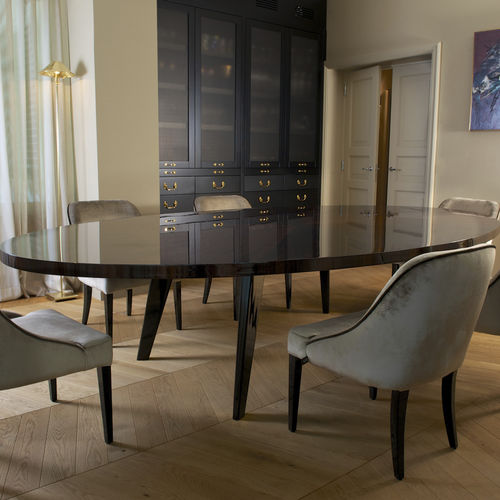 Table à manger contemporaine - HARRY - DOM edizioni - en bois laqué mat / en ébène de macassar / en bois laqué brillant