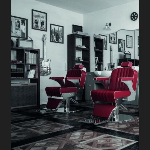 Fauteuil de barbier en vinyle - LENNY  - Gamma & Bross - en acier inoxydable / avec repose-pieds / avec repose-tête