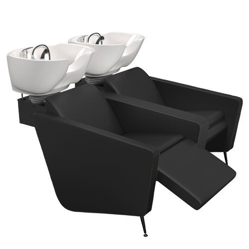 Bac à shampoing avec repose-pieds - IONIANWASH 2P SHIATSU BLACK - Gamma & Bross - en simili cuir / en céramique / 2 places