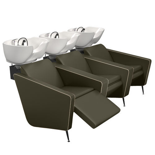 Bac à shampoing avec repose-pieds - IONIANWASH 3P SHIATSU - Gamma & Bross - en simili cuir / en céramique / 3 places