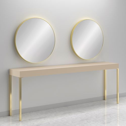 Coiffeuse contemporaine - CONSOLLE RONDE 2P GOLD - Gamma & Bross - stratifiée / murale / pour salon de coiffure