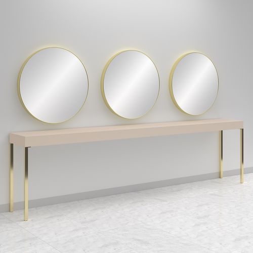 Coiffeuse contemporaine - CONSOLLE RONDE 3P GOLD - Gamma & Bross - stratifiée / murale / pour salon d'esthétique