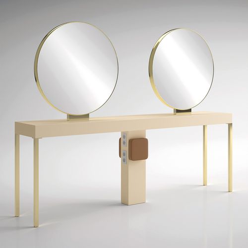 Coiffeuse contemporaine - ILOT RONDE 4P GOLD - Gamma & Bross - stratifiée / en îlot / pour salon de coiffure
