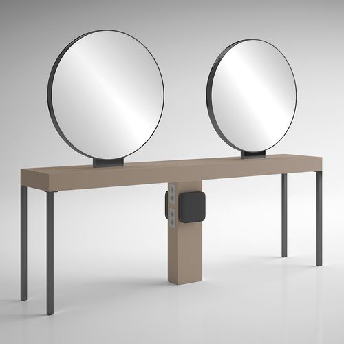 Coiffeuse contemporaine - ILOT RONDE 4P BLACK - Gamma & Bross - stratifiée / en îlot / pour salon de coiffure