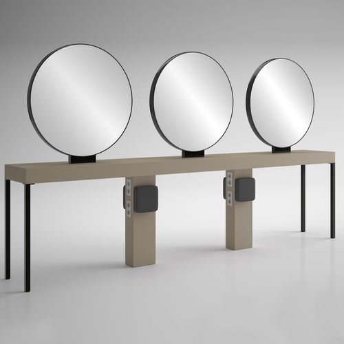Coiffeuse contemporaine - ILOT RONDE 6P BLACK - Gamma & Bross - stratifiée / en îlot / pour salon de coiffure