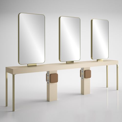 Coiffeuse contemporaine - ILOT CARRÉ 6P GOLD - Gamma & Bross - stratifiée / en îlot / pour salon de coiffure