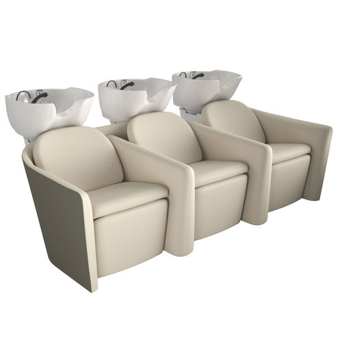 Bac à shampoing avec repose-pieds - QL Wash 3P E - Gamma & Bross - en simili cuir / en céramique / 3 places
