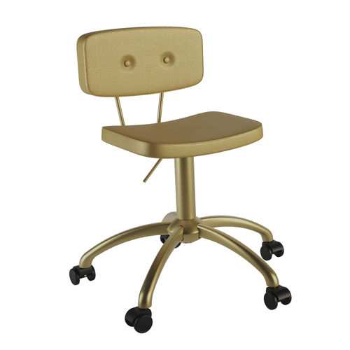 Tabouret de coiffure contemporain - GOLDEN GUY - Gamma & Bross - en simili cuir / avec piètement en métal / à roulettes