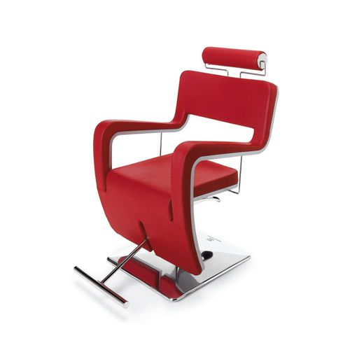 Fauteuil de barbier en vinyle - MR. TSU  - Gamma & Bross - en aluminium poli / avec repose-pieds / avec repose-tête
