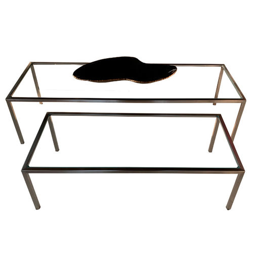 Table basse contemporaine - PURE T19 - FIAPP - en verre / avec piètement en acier inoxydable / rectangulaire