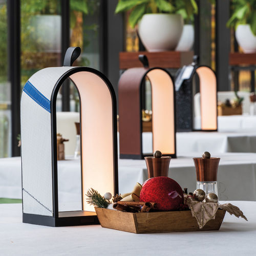 Lampe de table - Kyta - Bsinergy - en tissu / en bois / en cuir